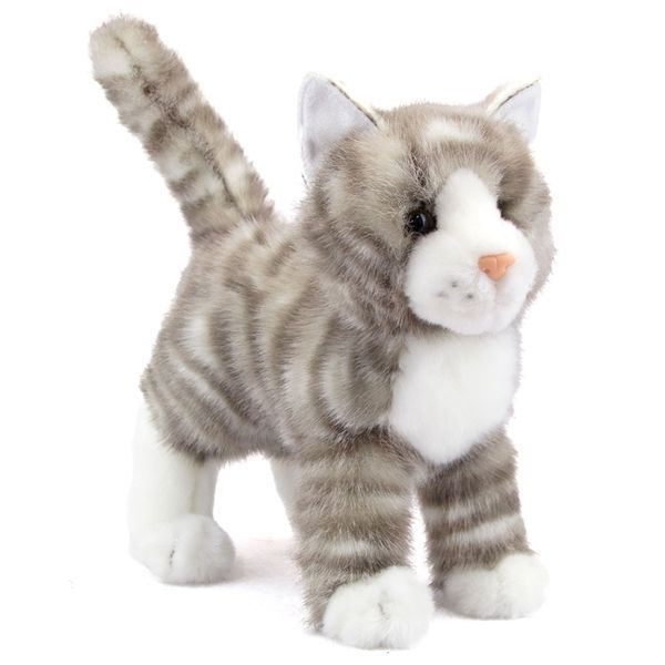 grey tabby cat stuffed animal