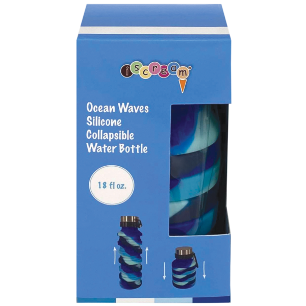 Ocean Wave Blue Collapsible Water Bottle