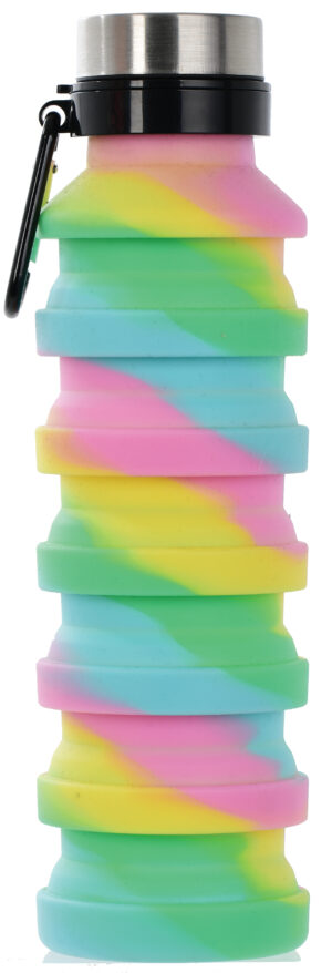 Rainbow Swirl Collapsible Water Bottle