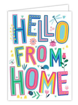 Hello From Home Retro Floral Card